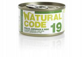 Konservuotas pašaras katėms Natural Code 19, vištiena, smidrai, ryžiai, 85g