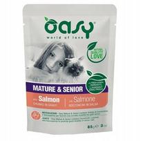 Drėgnas kačių maistas Oasy Chunks in Gravy Senior su lašiša padaže, 85 g