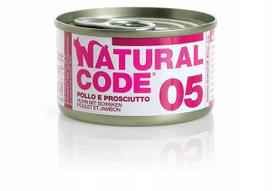 Šunų ėdalas NATURAL CODE 05 vištiena ir kumpis 85g