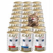 Šlapi katės konservai RAFI CAT, jautiena, žuvis, paukštiena, 24 x 415 g