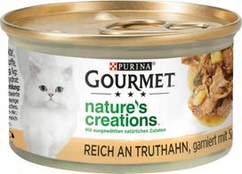Katėms konservai su kalakutiena, špinatais ir pastarnokais, 85g, GOURMET Nature's Creations