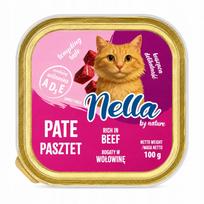 Šlapių kačių pašaras NELLA, jautiena, 100 g, paštetas
