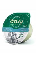 Šlapias kačių maistas OASY GREEN CUP tunas su šukutėmis 70g