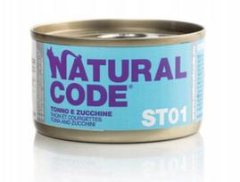 Katėms skirtas konservas Natural Code ST01 su tuna ir cukinija 85g