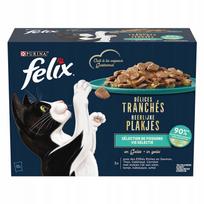Šlapias kačių ėdalas Felix Deliciously Sliced 12x80g žuvies skonio