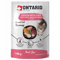 Kačių konservai Ontario CAT Kitten su vištiena, kepenėlėmis, ryžiais ir rozmarinu padaže 80g