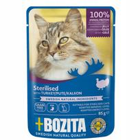 Šlapias kačių maistas Bozita Indoor & sterilised kalakutiena drebučiuose 85g