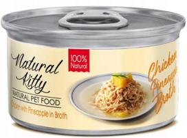 Papildomas pašaras katėms NATURAL KITTY vištiena su ananasu sultinyje 80g