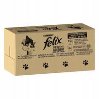 Drėgnas kačių ėdalas Felix Fantastic in jelly, 120 x 85 g, tunas, lašiša, menkė, charm