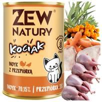 Šlapias kačių ėdalas su kalakutiena ir putpelių mėsa, 400 g, Zew Natury