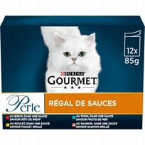 Šlapias kačių ėdalas Gourmet Pearl Regal Cat Sauce, jautiena, vištiena, tunas, lašiša, 12x85g