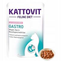 Šlapi kačių ėdalas Kattovit Gastro su lašiša ir ryžiais, 85 g