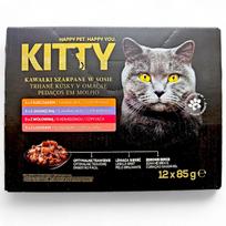 Šlapias kačių maistas Kitty, gabalėliai padaže, įvairių skonių, 12 x 85 g