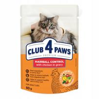 Šlapi kačių ėdalas CLUB 4 PAWS Premium Hairball control su vištiena padaže