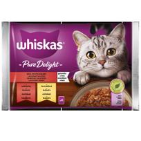 Šlapiavalis pašaras katėms WHISKAS Pure Delight, gabaliukai drebučiuose, 4x85 g