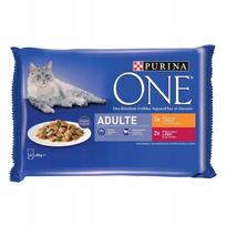 Šlapias kačių maistas Purina ONE Adult su vištiena ir jautiena 4 x 85 g