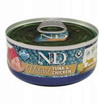 Šlapias kačių maistas Farmina N&D Cat Natural 70g, su tunu ir vištiena