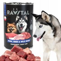 Šunų konservai RAVITAL 68% mėsos 400g kiauliena, elniena, šerniena