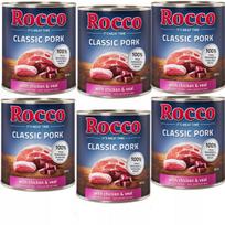 Šunų ėdalas Rocco Classic Pork su vištiena ir veršiena, 6 x 800 g