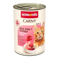 Šlapi kačių ėdalas Animonda Carny Adult 400g, jautiena, kalakutiena, krevetės