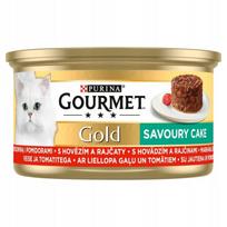Šlapias pašaras katėms Purina GOURMET GOLD Savoury Cake su jautiena ir pomidorais 85g