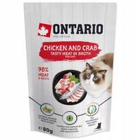 Šlapias pašaras katėms Ontario su vištiena ir krabu, 80 g