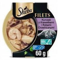 Šlapias maistas katėms Sheba Filets su vištiena ir krevetėmis 60g