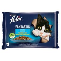 Šlapią kačių ėdalą FELIX 4 x 85g su lašiša ir plekšne