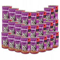 Katėms skirtas pašaras WHISKAS 1+ su jautiena padaže, 24x400g
