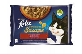 Katės pašaro maišeliai FELIX SENSATIONS, kalakutiena, 4 x 85 g