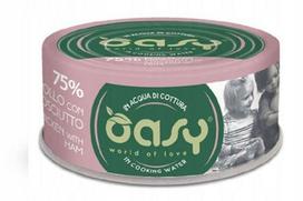 Šlapesnis kačių maistas OASY MORE LOVE su vištiena ir kumpiu, 70g