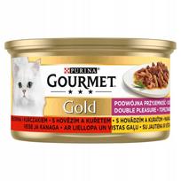 Šunų pašaras Purina GOURMET GOLD su jautiena ir vištiena padaže, 85 g