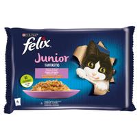 Šlapias kačių maistas Felix Junior (vištiena, lašiša) 4x85 g maišeliai