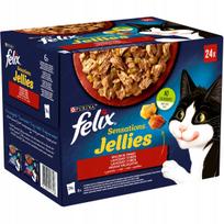 Kačių maistas FELIX SENSATIONS MIX OF FLAVORS IN JELLY 24x85g