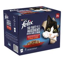 Drėgnas kačių ėdalas Felix drebučiuose 24x85g