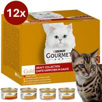 Kačių maistas Gourmet Gold, 12 x 85 g, gabalėliai padaže, Vokietija