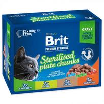 Sterilizuotų kačių ėdalas Brit Premium Cat Sterilised Plate padaže 12x100g