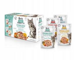 Sterilizuotų kačių drėgnas ėdalas Brit Care, skonių rinkinys, 12 x 85 g
