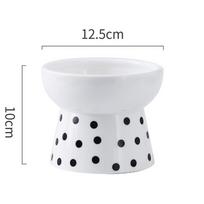 Ceramic High Foot Pet Bowl Cat Food Bowl Protects Cervical Vertebrae Pet Supplies 12.5*10cm white