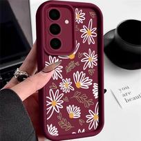 Minkštas TPU dėklas Samsung Galaxy A56 A17 A36 A26 A55 A16 A15 A25 A54 5G S25 Edge S22 S23 Ultra S24 FE Meninės Gėlės Telefono Dangtelis Galaxy S22 5G gray