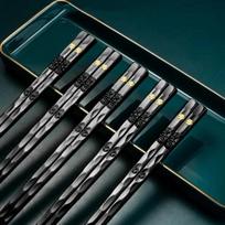 5 poros japoniškų valgymo lazdelių suši lazdelių daugkartinio naudojimo metalinis korėjietiškų lazdelių rinkinys sveikas lydinio stalo įrankis Palillos Chinos gray