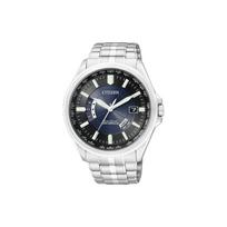 Citizen Eco-Drive serijos Laikrodis su datos rodymu Automatinis laiko koregavimas Saulės energija varomas Kvarcinis mechanizmas Nerūdijančio plieno Laikrodis 43,5 mm Vyriški laikrodžiai Daugiaspalvis CB0011-51L Silver Strap white