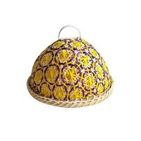 Hand-woven Rattan Fruit Plate Round Shape Insect Proof Round Lid Basket Style Cover Design Dining Table Cover mėlyna