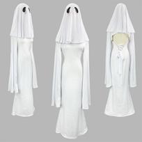Ponia. Persikų vaiduoklės merginos Cosplay kostiumas - miela moteriška Helovino suknelė scenos pasirodymui 5XL balta