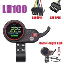LH100 LCD Display Dashboard 24V-60V Throttle Meter For Kugoo Electric Scooter/Ebike Speedometer (SM Plug 6PIN) NONE black