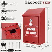 Lockable Cash Box Metal Wall Mounted Donation Box with Two Deposit Slot Waterproof Lockable Suggestion Box for Home and Office brown