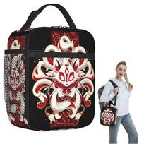 Fox Spirit Kitsune Japanese Kabuki Insulated Lunch Bag for Women Kids Portable Food Boxes Thermal Lunch Box Tote One Size
