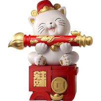 Aris & Juno Modern Chinese Lucky Cat Figurine - Resin Fortune Cat with Wealth-Attracting Brush for Prosperity & Good Luck