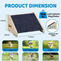 Dog Ramp for Stairs Sturdy Wood Construction Senior Assistance Indoor Use Slope Textured Anti black