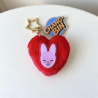 Stray Kids SKZOO Plush Heart Keychain Cute Animal Cartoon Character Pendant Bag Charm Soft Stuffed Key Ring Fan Support Merchandise Gift FELIX gray